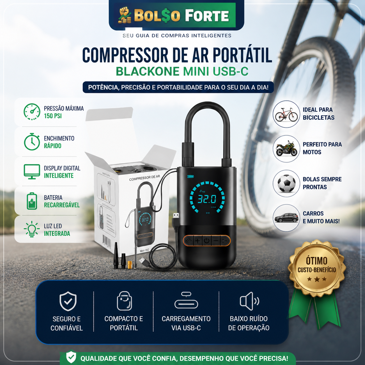 Mini Compressor Blackone Vale a Pena? O Salva-Vidas que Cabe no Porta-Luvas