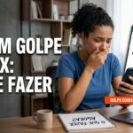 Mostra uma pessoa que acabou de cair em um golpe, assustada e sem saber o que fazer