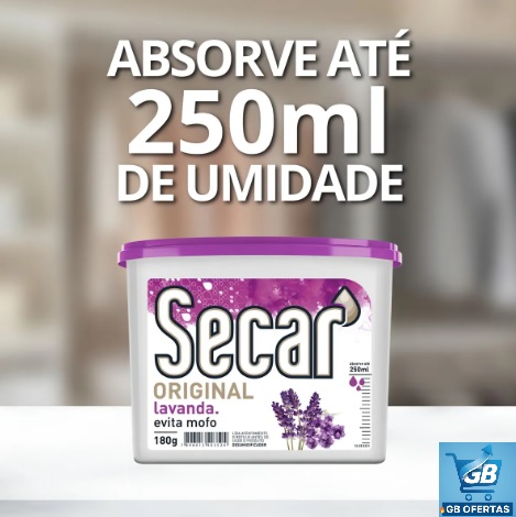 Destaca-se Imagem da Capacidade de Absorção  do Antimofo Secar 180g Lavanda e Desumidificador para Armário