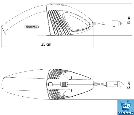 Destaca-se Imagem das Medidas do Aspirador Portátil Para Carro 12v 60w - Tramontina