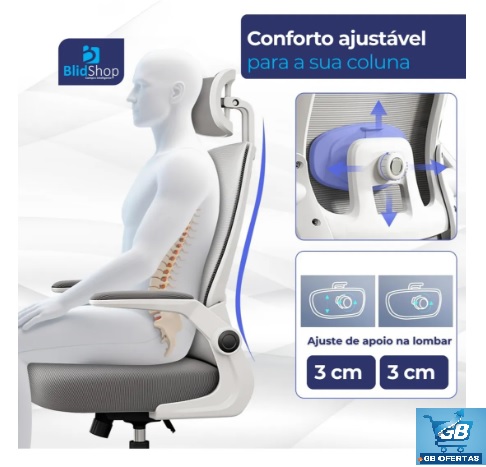 Destaca-se o conforto ajustável da Cadeira De Escritório Home Office Ergonômica Blidshop 120Kg