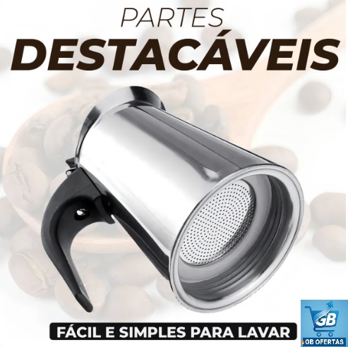 Cafeteira Italiana Moka Expresso Ecomixshop 9 Xícaras Manual Aço Inox 450ml Pro3 Destaca-se Imagem da Cafeteira Italiana Moka Expresso Ecomixshop 9 Xícaras Manual Aço Inox 450ml Mostrando a Facilidade de Limpeza
