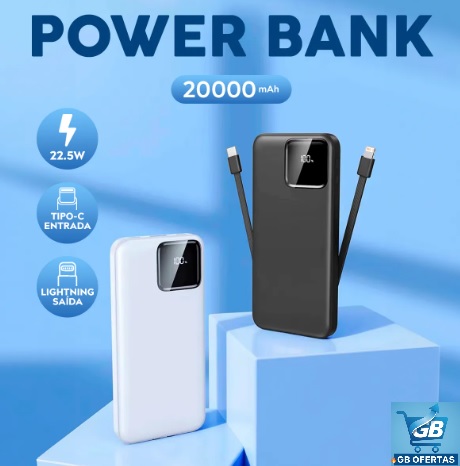 Destaca-se Imagem do Carregador Portátil Power Bank Turbo 20000mah Universal