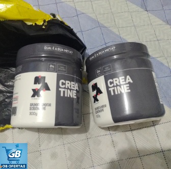 Creatina 300 Gr - Max Titanium Real2 Destaca-se Imagem Enviada por Comprador Mostrando as 2 Unidades de Creatina 300 Gr - Max Titanium na Mesa