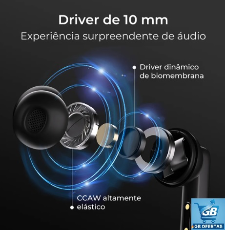 Desca-se Imagem Mostrando Potência do Som do Fone Qcy T13 Anc Bluetooth