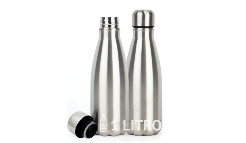 Garrafa Térmica De Aço Inox 1 Litro Água Gelada 24 Horas Quente 12 Horas