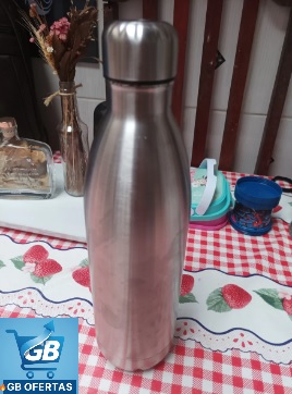 Destaca-se a Imagem Enviada pelo Comprador do Garrafa Térmica De Aço Inox 1 Litro Frio e Quente na Cozinha