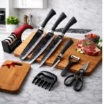 Jogo De Facas Cozinha Churrasco Premium Inóx 8 Peças +tábua