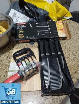 Jogo De Facas Cozinha Churrasco Premium Inóx 8 Peças +tábua Real2 Destaca-se Imagem Enviada por Comprador do Jogo De Facas Cozinha Churrasco Premium Inóx 8 Peças +tábua