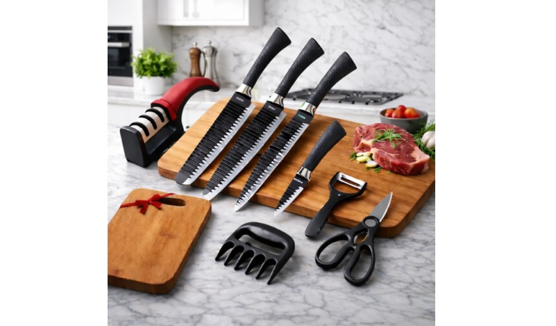 Jogo De Facas Cozinha Churrasco Premium Inóx 8 Peças +tábua