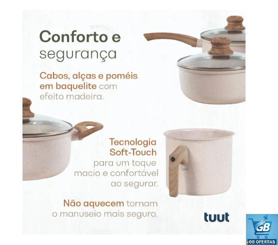 Jogo De Panelas Cerâmico Indução Tuut Ecoglide 10 Peças Pro2 Destaca-se Imagem do Conforto e Segurança do Jogo De Panelas Cerâmico Indução Tuut Ecoglide 10 Peças