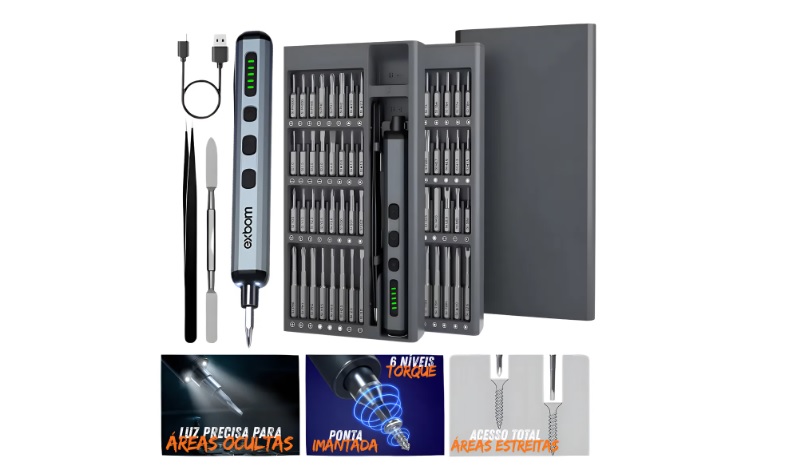 Kit Chave De Precisão Eletrica Fenda Parafusadeira 68 Em 1