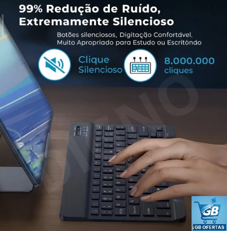 Destaca-se na Imagem a Redução de Ruídos do Kit Teclado E Mouse Sem Fio Recarregavel Wireless Bluetooth
