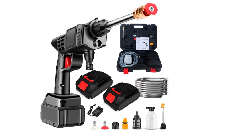 Lavadora Lava Jato Portátil Pressão 2 Baterias + Maleta Preto 127/220v 50 Hz X 60 Hz
