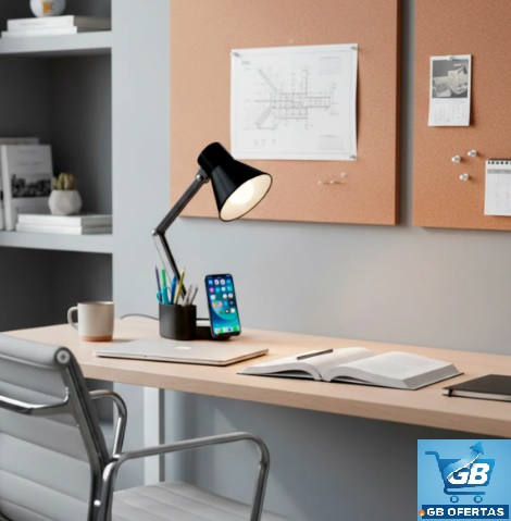 Destaca-se Funções da Luminária Articulável com Porta Lápis, Caneta E Suporte de Celular no Escritório