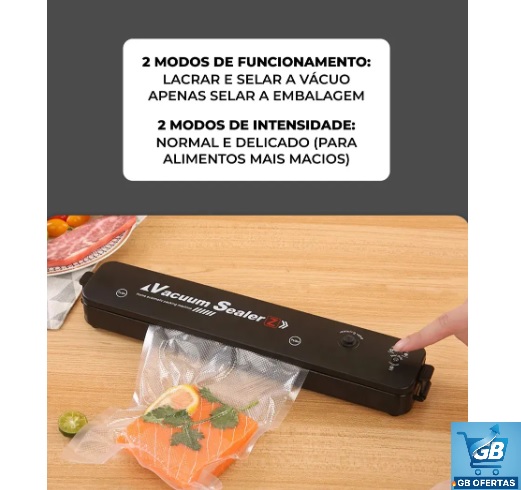 Maquina Seladora A Vácuo C-10 Sacos Extra Vacuo Domestica Portatil Pro3 Destaca-se Imagem dos Modos de Funcionamento da Maquina Seladora A Vácuo C/10 Sacos Extra