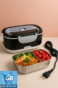 Destaca-se Imagem Enviada pelo Comprador Da Marmita Elétrica Térmica Portátil 1,5l Bivolt Com Alimentos