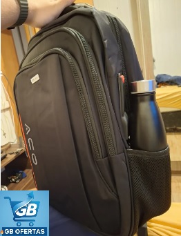 Mochila Masculina Notebook Impermeável Anti Furto Real3 Destaca-se Imagem Enviada por Comprador da Mochila Aco Masculina Notebook Impermeável Reforçada Antifurto com Garrafa de Água