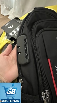 Mochila Masculina Notebook Impermeável Anti Furto Real4 Destaca-se Imagem Enviada por Comprador da Mochila Aco Masculina Notebook Impermeável Reforçada Antifurto Mostrando Cadeado de Segurança