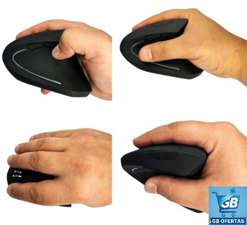 Desta-se o Mouse Vertical Ergonômico Sem Fio em Modos de Uso