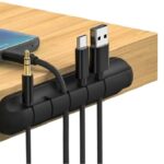 Organizador De Fios E Cabos Adesivo Em Silicone Mesa Carro Preto