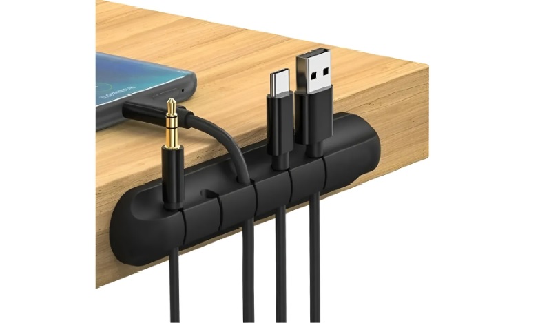 Organizador De Fios E Cabos Adesivo Em Silicone Mesa Carro Preto