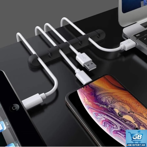 Destaca-se 3 opções de uso do Organizador De Fios E Cabos Adesivo