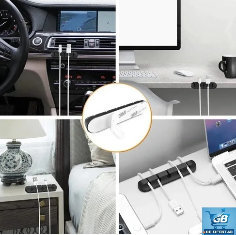 Destaca-se as opções de uso do Organizador De Fios E Cabos Adesivo