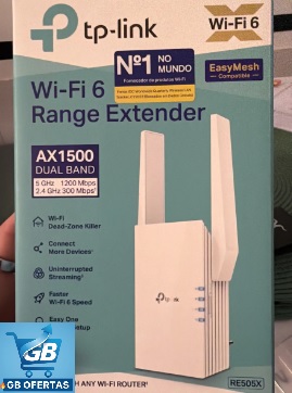 Destaca-se Imagem Enviada por Comprador do Repetidor de Sinal Wi-Fi 6 TP-Link na Caixa