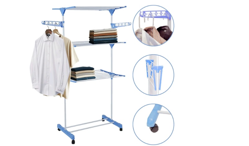 Varal De Chão Grande De Roupas 3 Andares Dobrável