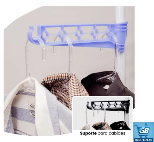 Varal De Chão Grande De Roupas 3 Andares Dobrável Pro3 Destaca-se Imagem Mostrando Roupas no Cabide no Varal De Chão Grande De Roupas 3 Andares Dobrável