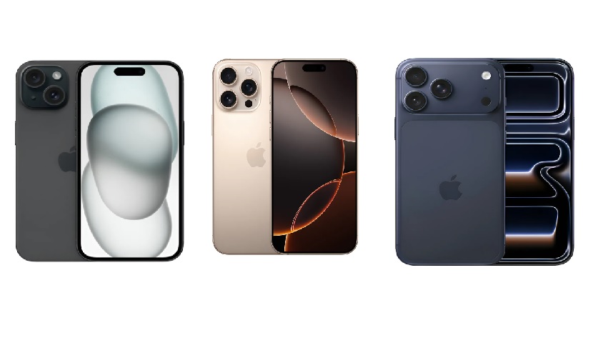 Comparativo iPhone 15, 16 e 17