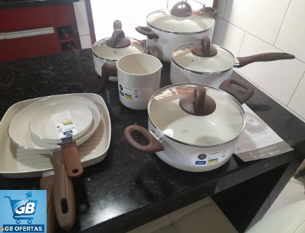 Destaca-se Imagem Enviada e Avaliada por comprador do Conjunto de Panelas 8 Peças Ceramic Life Smart Plus Vanilla - Brinox no Balcão