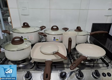 Destaca-se Imagem Enviada e Avaliada por comprador do Conjunto de Panelas 8 Peças Ceramic Life Smart Plus Vanilla - Brinox no Fogão