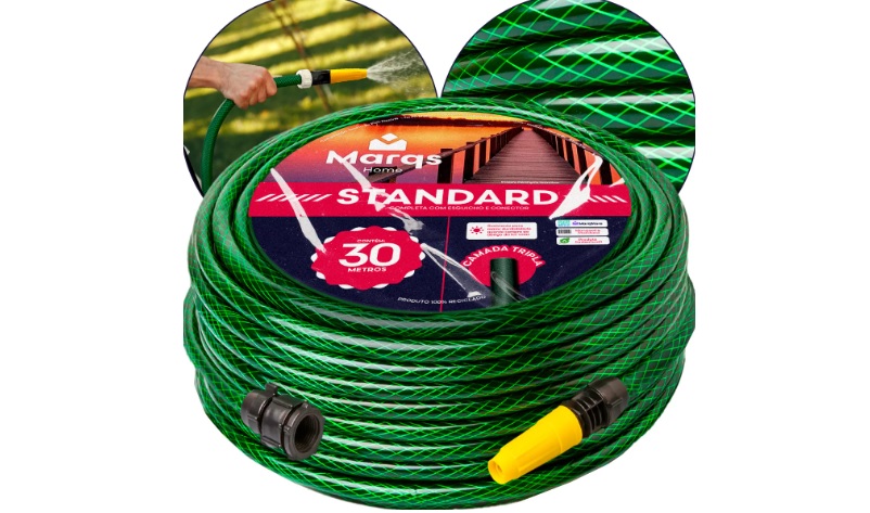 Mangueira De Jardim 30 Metros Com Esguicho Trançada Reforçada Flexível 7/16 Anti Dobra Irrigação Quintal Poço Lavagem Durável Marqs Home