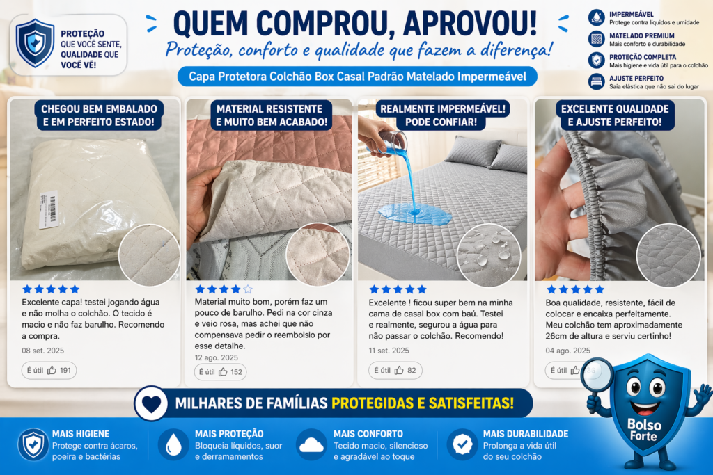 Destaca -se Imagem Enviada por Compradores da Capa Protetora Colchão Box Casal Padrão Matelado Impermeável em Várias Situações de Uso