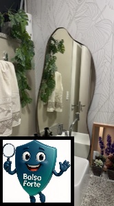 Destaca-se Imagem Enviada e Avaliada por Comprador do Espelho 100x50 Orgânico Corpo Inteiro Grande Moldur na Sala