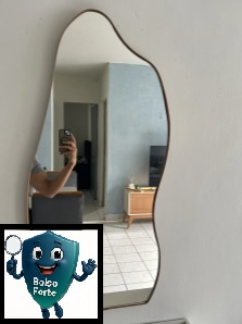 Destaca-se Imagem Enviada e Avaliada por Comprador do Espelho 100x50 Orgânico Corpo Inteiro Grande Moldur no Corredor