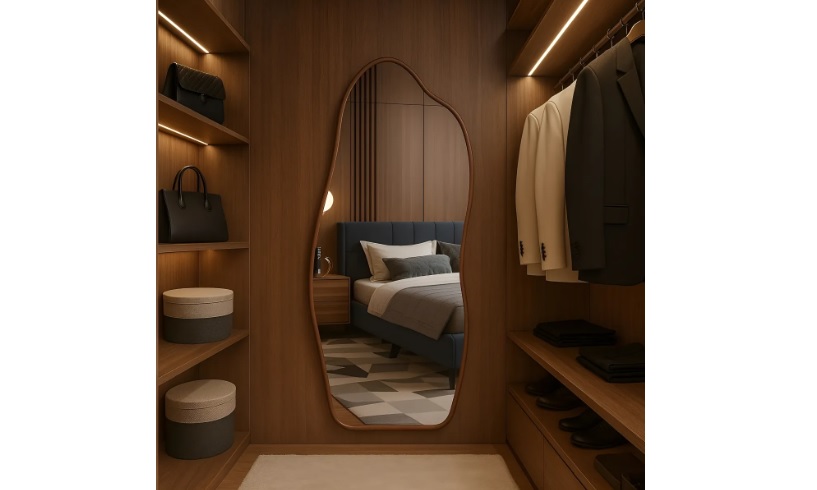 Espelho 100x50 Orgânico Corpo Inteiro Grande Moldur Caramelo Preto