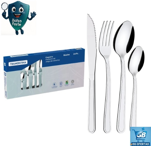 Destaca-se Imagem Ilustrativa do Jogo Talheres Aço Inox 24 Peças Tramontina