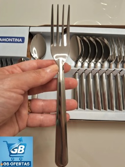 Destaca-se Imagem Enviada e Avaliada do Jogo Talheres Aço Inox 24 Peças Tramontina na Mão