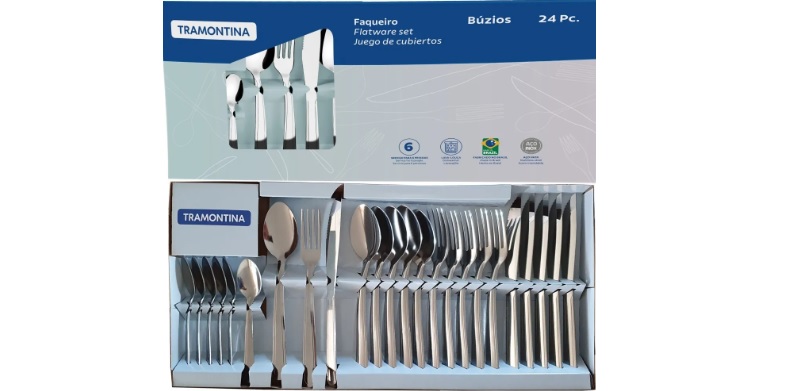 Jogo Talheres Faqueiro Búzios Aço Inox 24 Peças Tramontina