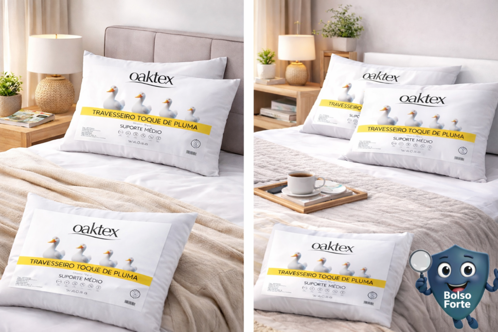 Destaca-se Imagem Ilustrativa do Kit 2 Travesseiros 45x65 Antialérgico em Cima da Cama no Quarto
