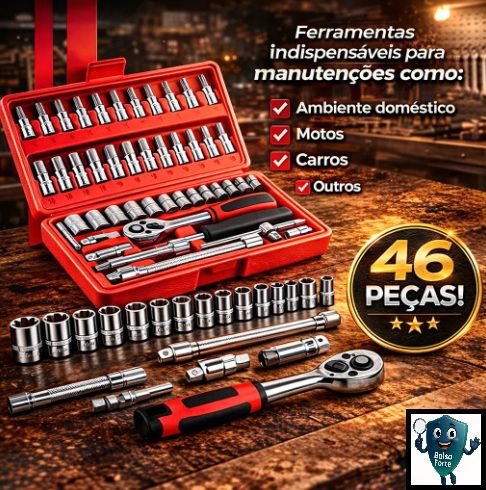 Kit Chaves Ferramentas Jogo Fenda Philips Catraca Soquete Allen 46 Peças Pro2 Destaca-se Imagem Ilustrativa do Kit Chaves Ferramentas Jogo Fenda Philips Catraca Soquete Allen 46 Peças