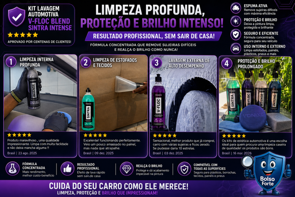 Destaca-se Imagem Enviada e Comentada por Compradores do Kit Lavagem Automotiva V-floc Blend Sintra Intense Vonixx Após Uso do Produto