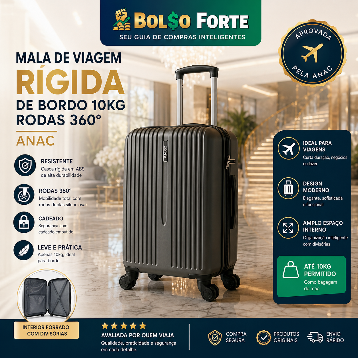 Mala de Bordo 10kg em ABS Vale a Pena? Evite Taxas Extras no Embarque