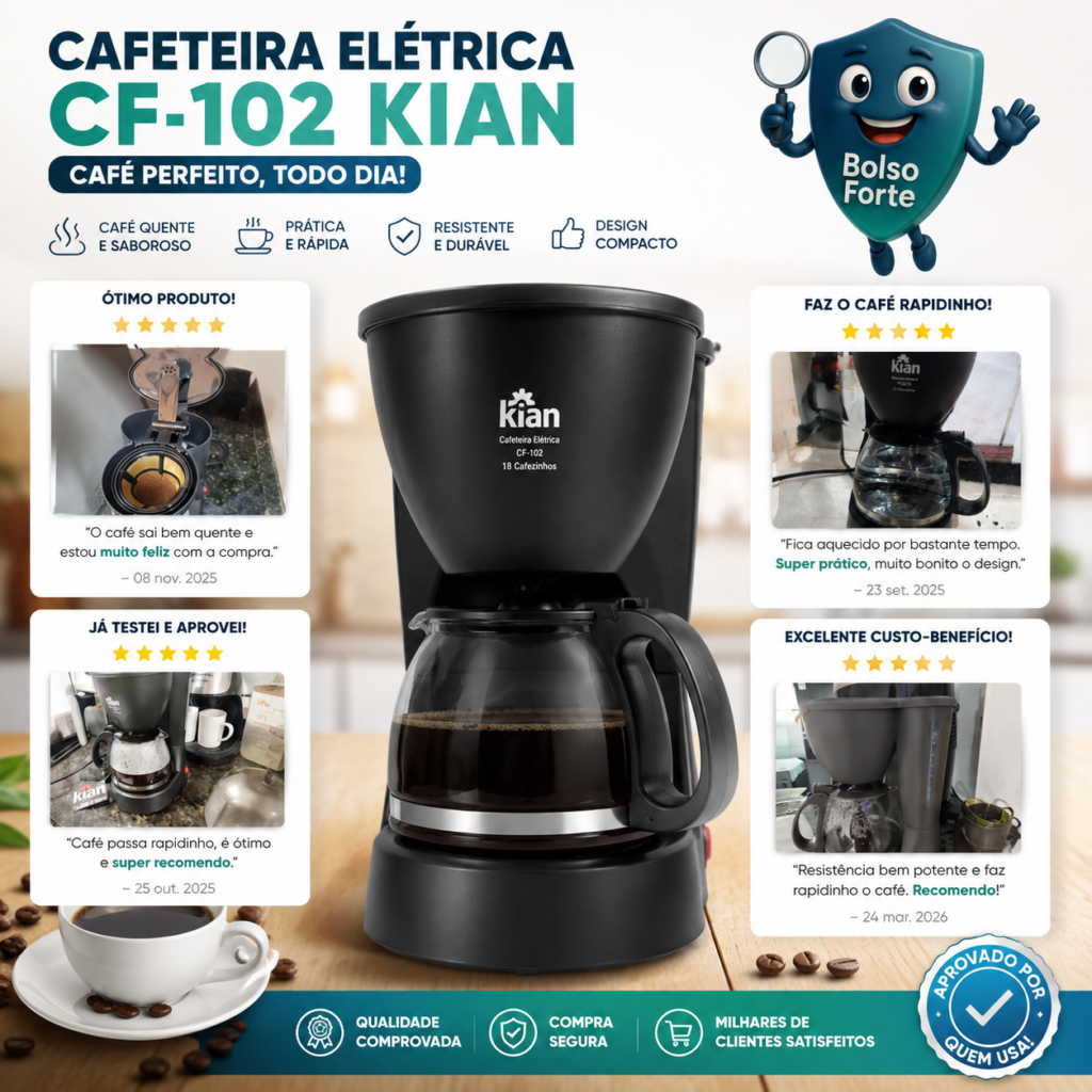 Destaca-se Imagem Enviada e Avaliada por Compradores da Cafeteira Elétrica Cf-102 Kian 650w