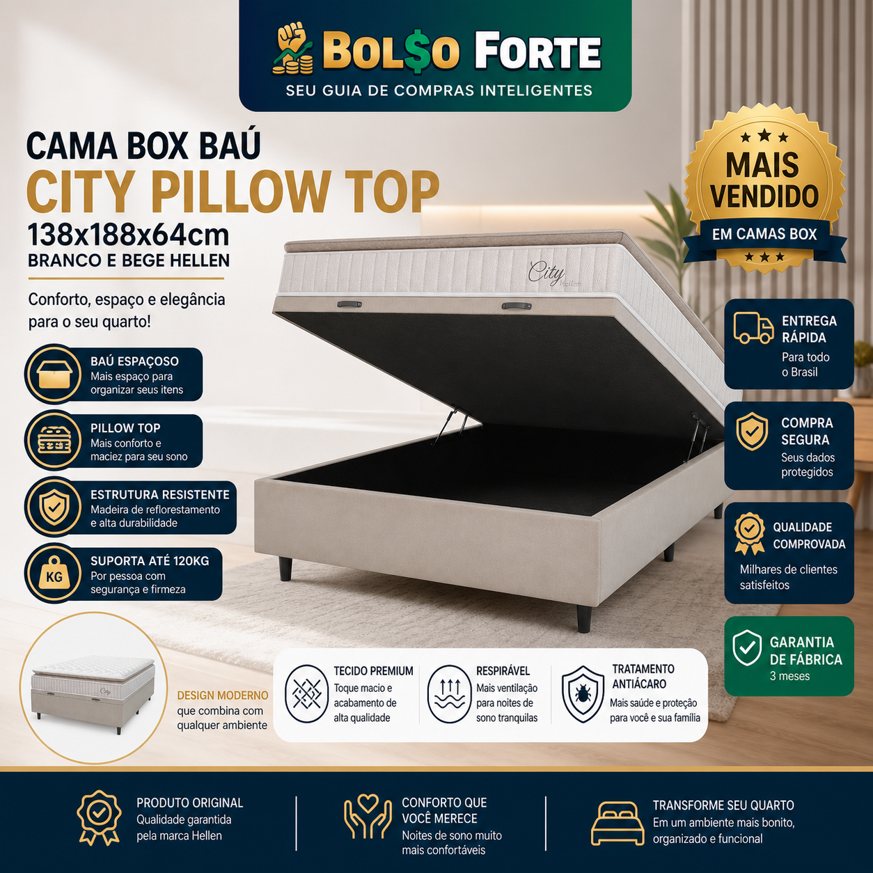 Cama Box Baú City Hellen Vale a Pena? Conforto e Espaço no Quarto