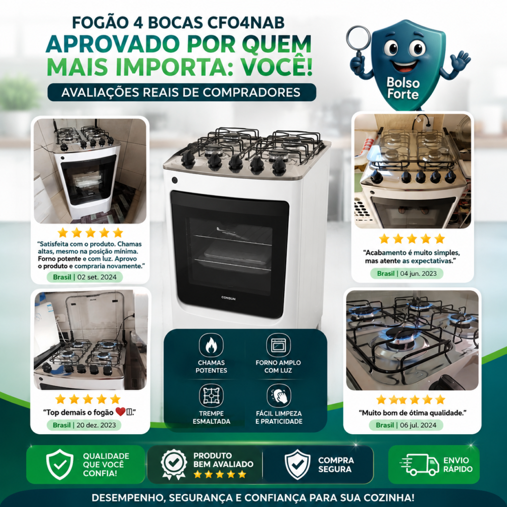 Destaca-se Imagem Enviada e Avaliada por Compradores do Fogão 4 Bocas com Acendimento Automático Consul