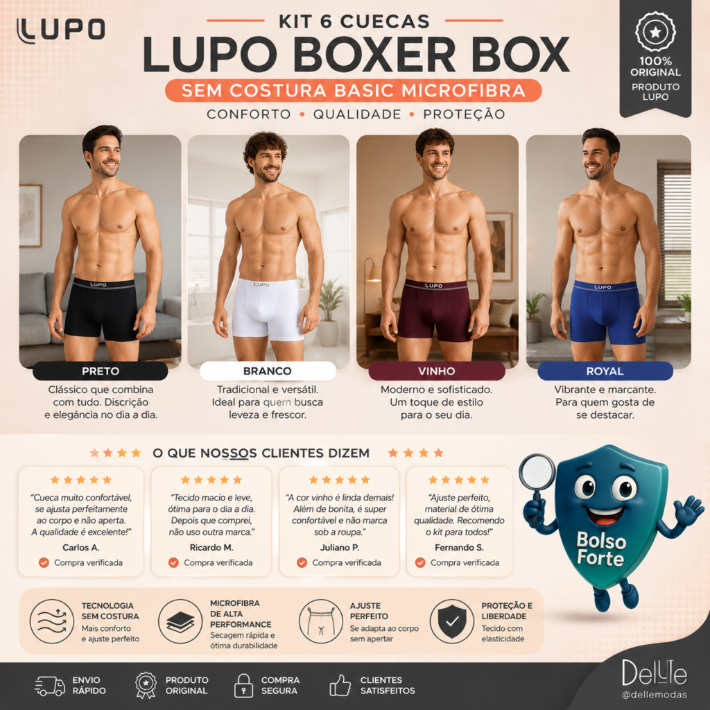 Destaca-se Imagem Enviada e Avaliada por Compradores do Kit 6 Cuecas Lupo